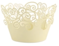 Elegant cream white laser-cut cupcake wrapper with intricate lace scroll pattern - Jewelry Cream Star
