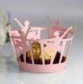 Pink laser-cut ballet dancer cupcake liners for elegant wedding dessert table decoration - 5*5*8CM / Pink