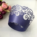 Caissettes à cupcakes violettes découpées au laser avec finition perlée élégante - 5*5*8CM / Bleu Saphir