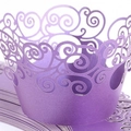 Caissettes à cupcakes violettes découpées au laser avec fini nacré et motif floral ajouré - 5*5*8CM / Violet foncé