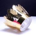 Golden laser-cut feather cake wrappers with intricate hollow design for wedding decor - 5*5*8CM / Reflective Gold