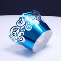 Deep purple laser cut cupcake wrappers with hollow swirl pattern for cake decoration - Reflective Blue