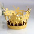 Intricate gold laser-cut cupcake wrapper featuring a delicate ballerina silhouette design - 5*5*8CM / Gold