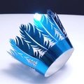 Glossy blue feather hollow cupcake wrapper with intricate laser-cut crown design - 5*5*8CM / Reflective Blue