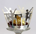 Elegant silver laser-cut cupcake wrappers with ballerina silhouette and crown design - Reflective Silver