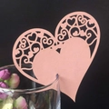Segnaposto a cuore rosa tagliato al laser per decorazione di calici da vino - Rosa