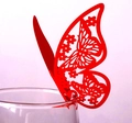 Papillon décoratif rouge découpé au laser avec motifs floraux pour bord de verre de table - Rouge Perlé