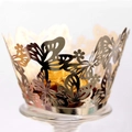 Golden laser-cut cupcake wrapper with elegant hollow butterfly and floral pattern - 5cm / Reflective Silver