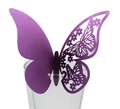 Élégante carte de table papillon violette découpée au laser avec motifs pour verres à vin - Violet foncé