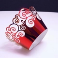 Caissettes à cupcakes en métal rouge avec motifs floraux découpés au laser et nuages - 5*5*8CM / Rouge Vif Réfléchissant