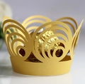 Gold laser-cut cupcake wrappers with crown design for elegant dessert presentation - 5cm / Gold