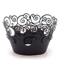 Caissettes à cupcakes noires découpées au laser avec motifs de vigne pour décoration - 5*5*8CM / Noir Kaki