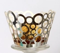 Pirottini per cupcake laserati oro champagne con design a cerchi forati per decorazioni - Argento Riflettente