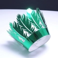 Metallic green feather cut-out cupcake wrapper with intricate hollow lace design - 5*5*8CM / Reflective Green