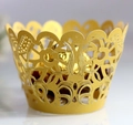 Elegant laser-cut hollow golden cupcake wrapper with intricate vine patterns decoration - 5cm / Gold