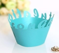 Laser-cut 'It's a Girl' cupcake wrappers in lake blue for baby shower party decoration - Tiffany Blue