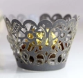 Laser cut lace cupcake wrapper with floral hollow patterns for wedding decorations - Silver Charcoal