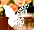 Elegante tarjeta de mesa de mariposa blanca cortada con láser para bodas y fiestas - Blanco