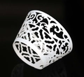 Elegant white laser-cut lace cupcake wrappers with delicate floral vine patterns - White