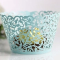 Pirottini per cupcake blu Tiffany tagliati al laser con decorazioni a vite eleganti - Blu Chiaro