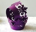 Caissette à cupcake violette découpée au laser avec motifs floraux pour décoration - 5cm / Violet foncé