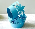 Caissettes à cupcakes bleues découpées au laser avec motif couronne élégant - 5cm / Bleu Ciel