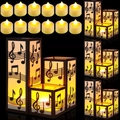 Musical note paper lantern shades with 12 LED tea lights for music party decor - Musical Notes Assorted Sizes (With Lights)