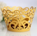 Dettaglio bordo torta tagliato al laser con elegante motivo in pizzo per decorazioni nuziali - 5cm / Oro