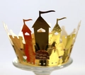 Pirottini per cupcake castello dorato con stelle e cuori scavati per Halloween - Oro Riflettente / 5cm
