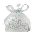 Elegante scatola per caramelle argento glitterata con motivi floreali e fiocco - Argento Glitter