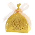 Scatola regalo dorata glitterata a forma di abito da principessa con fiocco di raso - Oro Intenso 93#