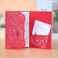 Invitation mariage chinois rouge avec design de caractère Fu découpé au laser - Grand Ensemble Rouge