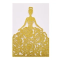 Copertina per invito in oro glitterato con silhouette di principessa e abito floreale traforato - Glitter Oro Concentrato Spesso (93#)