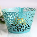 Pirottino per cupcake color tiffany con intaglio laser a vite in carta perlata - Blu Ottanio