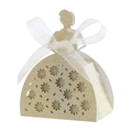 Detailed laser-cut gold glitter favor box with princess silhouette and white organza ribbon - Light Gold 42#