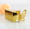 Golden triangle candy box with decorative hollow butterfly closure for wedding parties - Reflective Gold