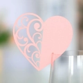 Marque-place cœur rose en papier perlé découpé au laser pour décoration de mariage - Rose