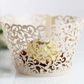Elegante involucro per cupcake color crema tagliato al laser con motivo a vite decorativo - Champagne