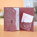 Set d'invitation de mariage bordeaux découpé au laser avec carte intérieure et carte-réponse - Bordeaux (Ensemble Complet)
