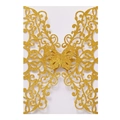Glittering gold laser-cut butterfly wedding invitation cover with intricate vine patterns - Glitter Thick Concentrated Gold (93#)