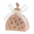 Close-up of laser-cut glitter gift box featuring a girl silhouette and white ribbon - Thick Champagne 96#