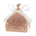 Scatola per bomboniera in oro rosa a forma di abito con glitter e nastrino - Champagne Spesso 96#