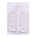 Laser cut white wedding invitation cover with crown and royal carriage design - Cover Only / White