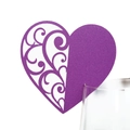 Deep purple heart laser-cut wine glass card for wedding party table decorations - Dark Purple