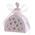 Detail of lavender glitter princess dress favor box with laser-cut floral pattern - Pink 44#