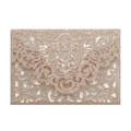 Détail du motif damassé découpé au laser sur carte d'invitation mariage dorée pailletée - Or Rose Pailleté