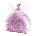 Pink princess dress candy box with laser-cut floral pattern and glitter finish - Thick Pink 97#