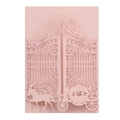 Pink laser cut wedding invitation with elegant hollow carriage and crown design - 250G Paper / Light Pink