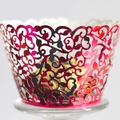 Pirottino per cupcake magenta metallizzato tagliato al laser con elegante motivo a vite - Rosso specchio