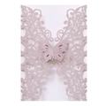 Close-up of pink glitter cardstock invitation with laser-cut butterfly and floral patterns - Pink (44#)